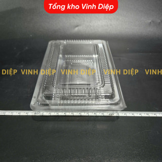 .Combo 100 hộp nhựa H23 hình chữ nhật dùng 1 lần đựng bánh, hoa quả, đồ ăn, hộp nhựa trong