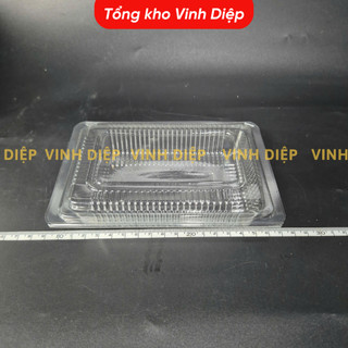.Combo 100 hộp nhựa H23 hình chữ nhật dùng 1 lần đựng bánh, hoa quả, đồ ăn, hộp nhựa trong