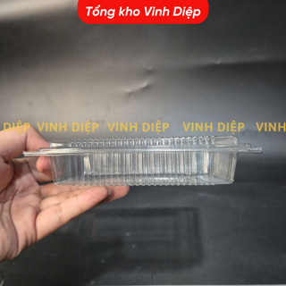 .Combo 100 hộp nhựa H23 hình chữ nhật dùng 1 lần đựng bánh, hoa quả, đồ ăn, hộp nhựa trong