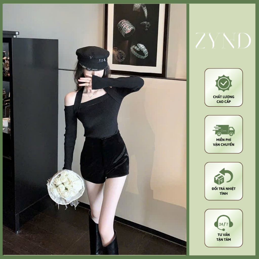QUẦN SHORT NHUNG ZYND - Quần short cạp cao có lót trong tôn dáng-CĐ-M634