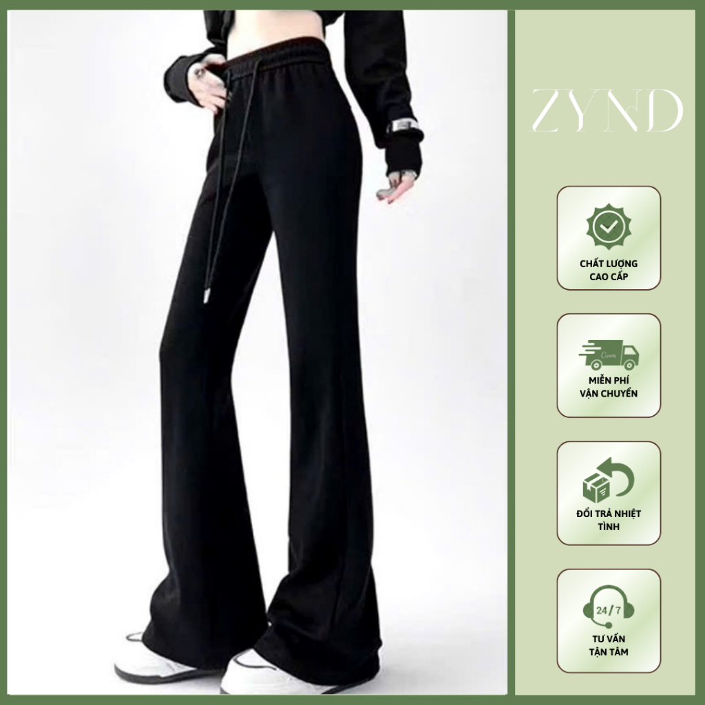 QUẦN NỈ LOE ZYND Quần nỉ ống loe nâng mông tôn dáng có dây rút -AT-M116