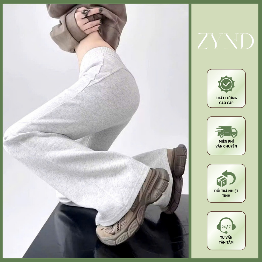 QUẦN NỈ LOE ZYND Quần nỉ ống loe nâng mông tôn dáng có dây rút -AT-M116