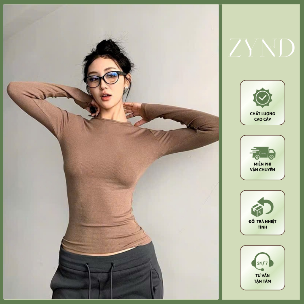 ÁO THUN DÀI TAY ZYND - Áo thun giữ nhiệt ôm body thắt eo tôn dáng vải cotton - AD-M660
