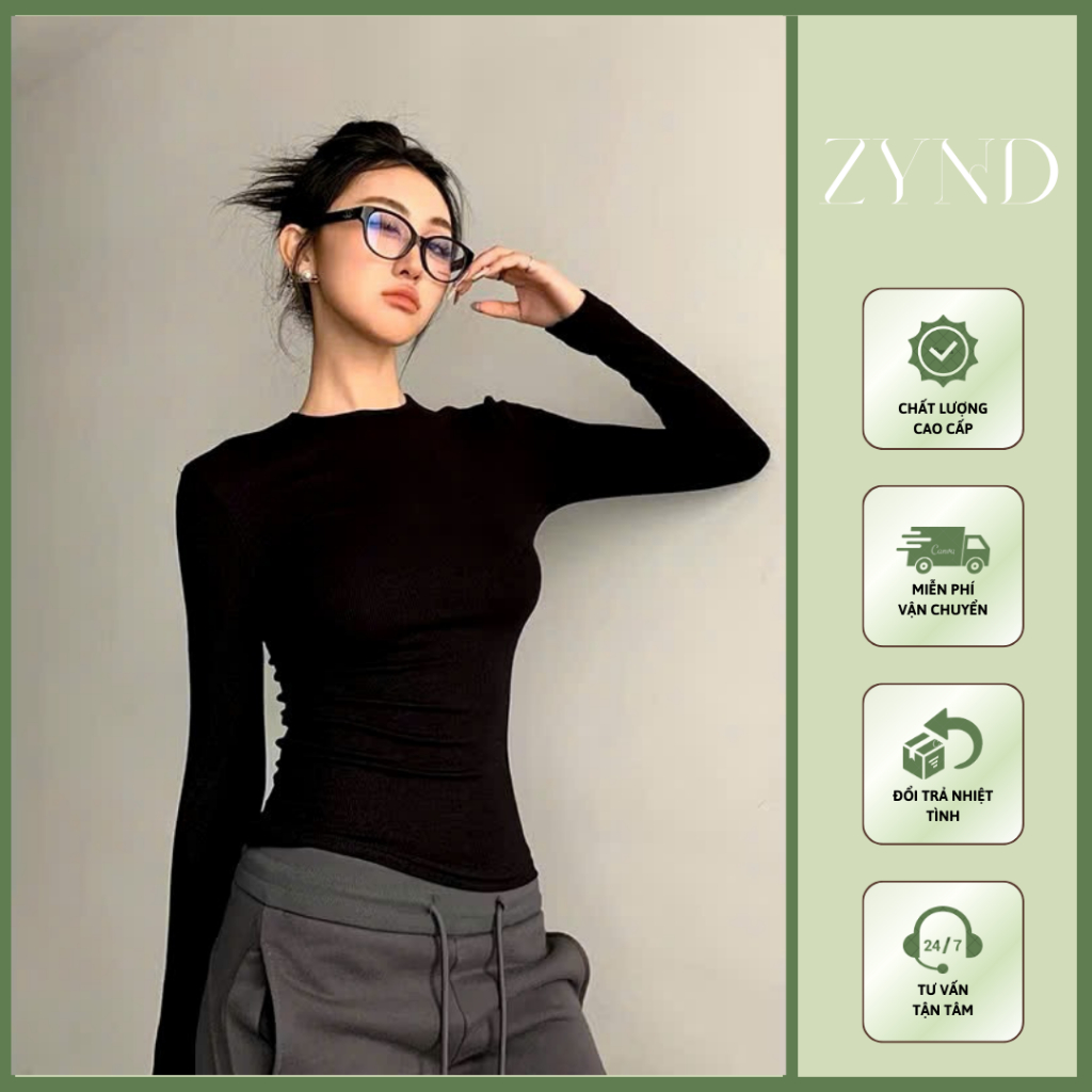ÁO THUN DÀI TAY ZYND - Áo thun giữ nhiệt ôm body thắt eo tôn dáng vải cotton - AD-M660