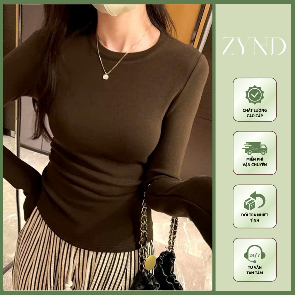 ÁO THUN DÀI TAY ZYND - Áo thun giữ nhiệt ôm body thắt eo tôn dáng vải cotton - AD-M660