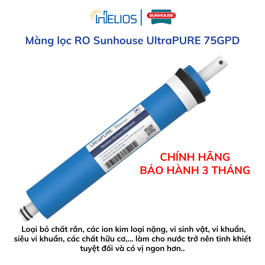 Ảnh Màng RO Sunhouse UltraPure công suất lọc 75 GPD cho máy lọc nước RO có sử dụng vỏ màng-Hàng chính hãng bảo hành 3 tháng 1