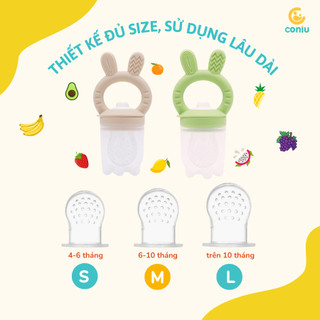 Túi Nhai Ăn Dặm, Núm Nhai Ăn Dặm Cho Bé Chống Hóc Coniu Gồm 3 Size Chất Liệu Silicone Mềm Mại( Hộp 01 Chiếc)