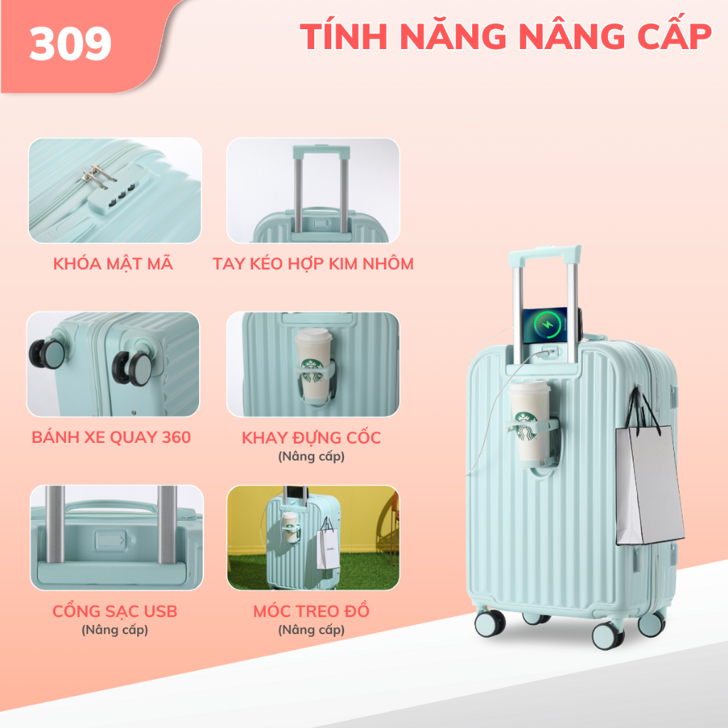 Ảnh Vali kéo du lịch thời trang cao cấp Kingsun size20/24inch KS 219/309 3