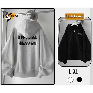 Áo Khoác Hoodie Khoá Kéo Zip Trơn Nỉ Bông In Chữ Dáng Form Rộng Nón 2 Lớp, Áo Hoodie In Chữ Nón Rộng Unisex RUSY