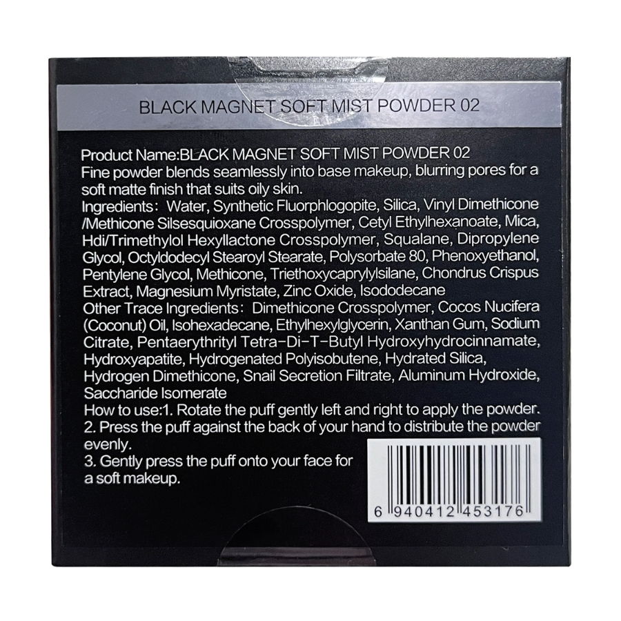 Phấn Phủ Carslan Black Magnet Soft Mist Powder Dạng Nén Siêu Kiềm Dầu Cocolux