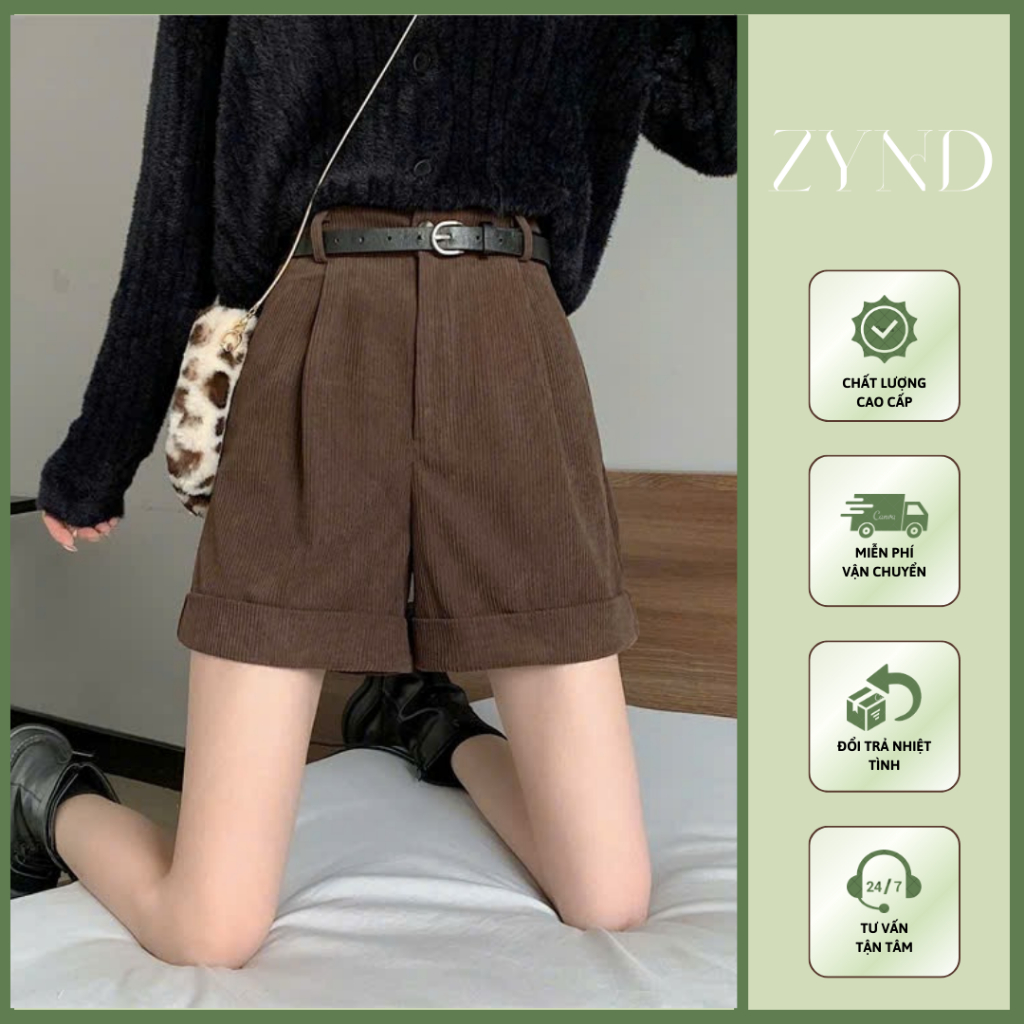 [DEAL MỞ BÁN] QUẦN SHORT NHUNG TĂM ZYND - Quần short cạp cao tôn eo dáng xòe -AT-M66