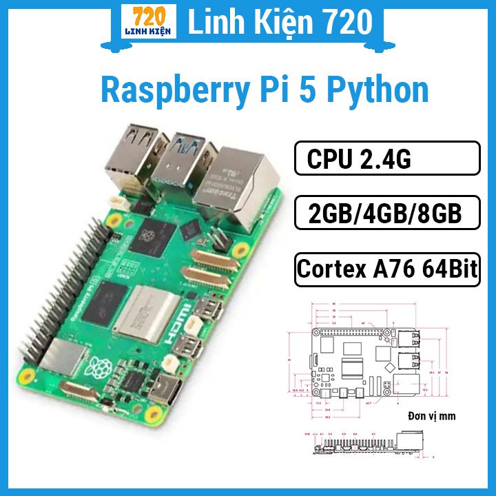 Raspberry Pi 5 Python - 2G (Bảo hành 06 Tháng) | Shopee Việt Nam