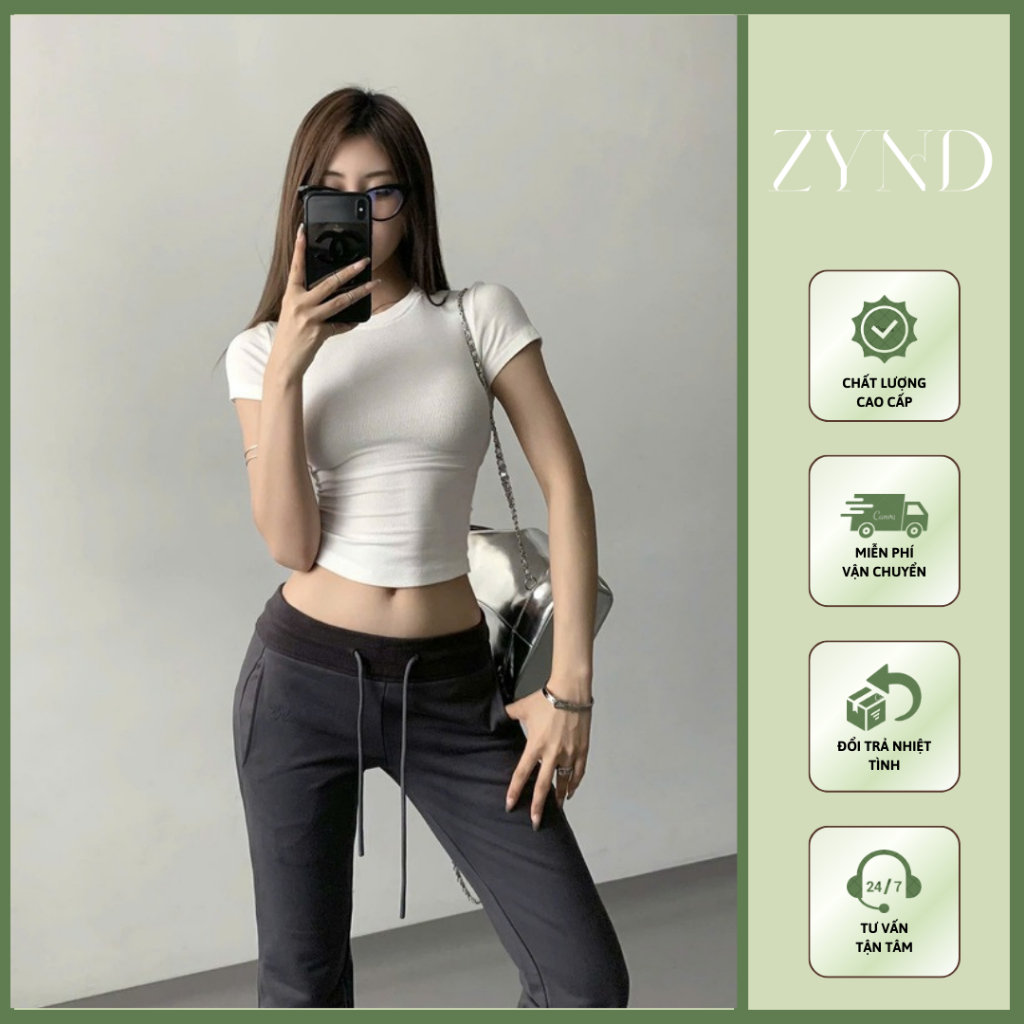 Áo thun ôm body ZYND - Áo thun cổ tròn ngắn tay ôm body tôn vòng một - AT-M00