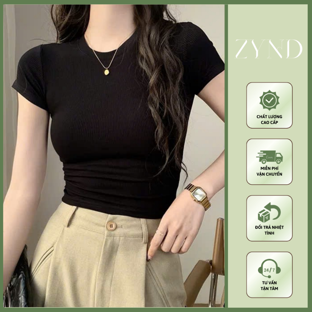 Áo thun ôm body ZYND - Áo thun cổ tròn ngắn tay ôm body tôn vòng một - AT-M00