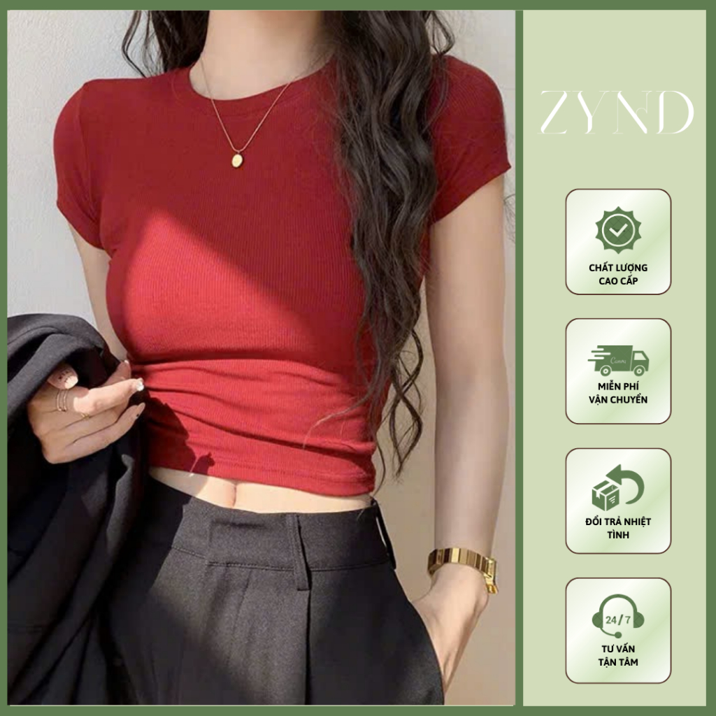 Áo thun ôm body ZYND - Áo thun cổ tròn ngắn tay ôm body tôn vòng một - AT-M00