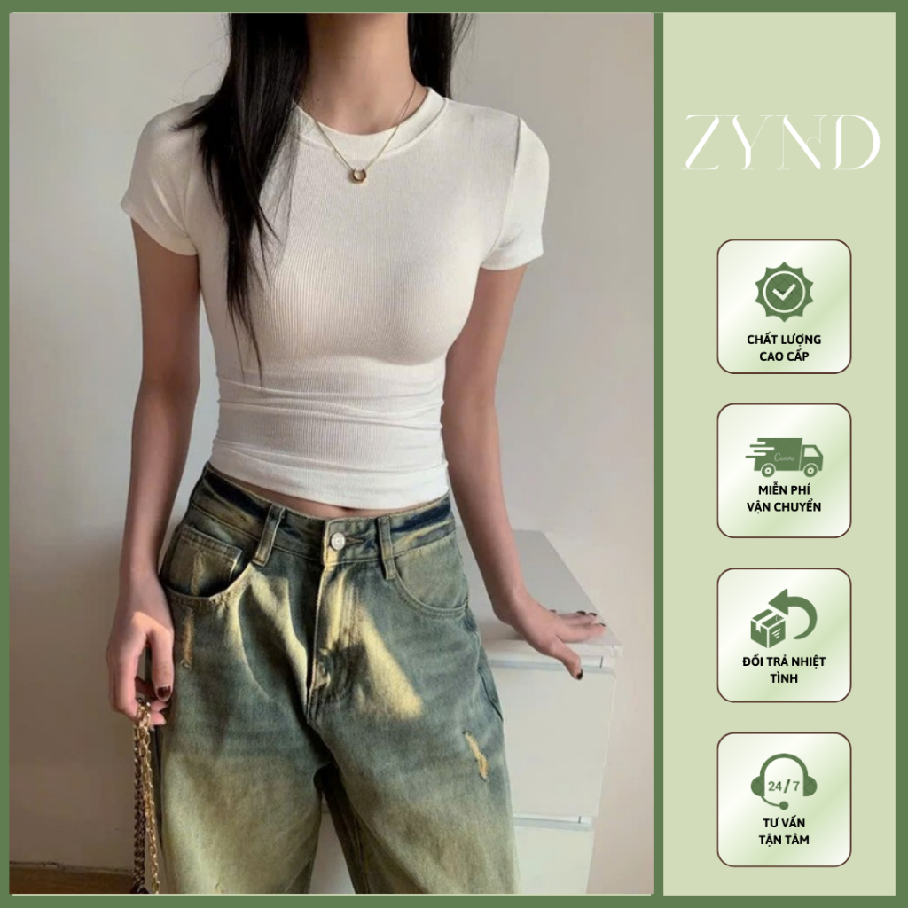 Áo thun ôm body ZYND - Áo thun cổ tròn ngắn tay ôm body tôn vòng một - AT-M00