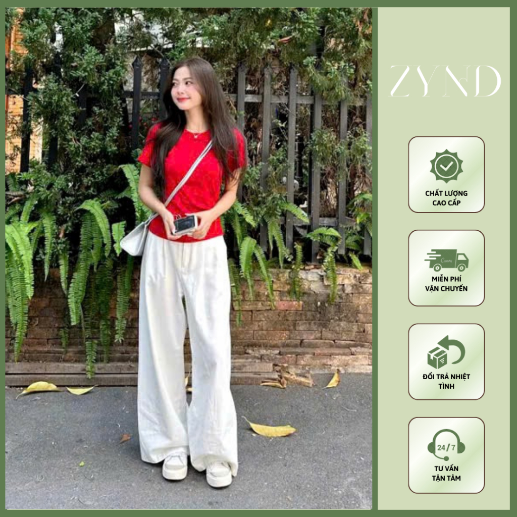 QUẦN KAKI ỐNG RỘNG ZYND - Quần vải suông form rộng cạp cao cài cúc basic dễ mặc - AT-M886