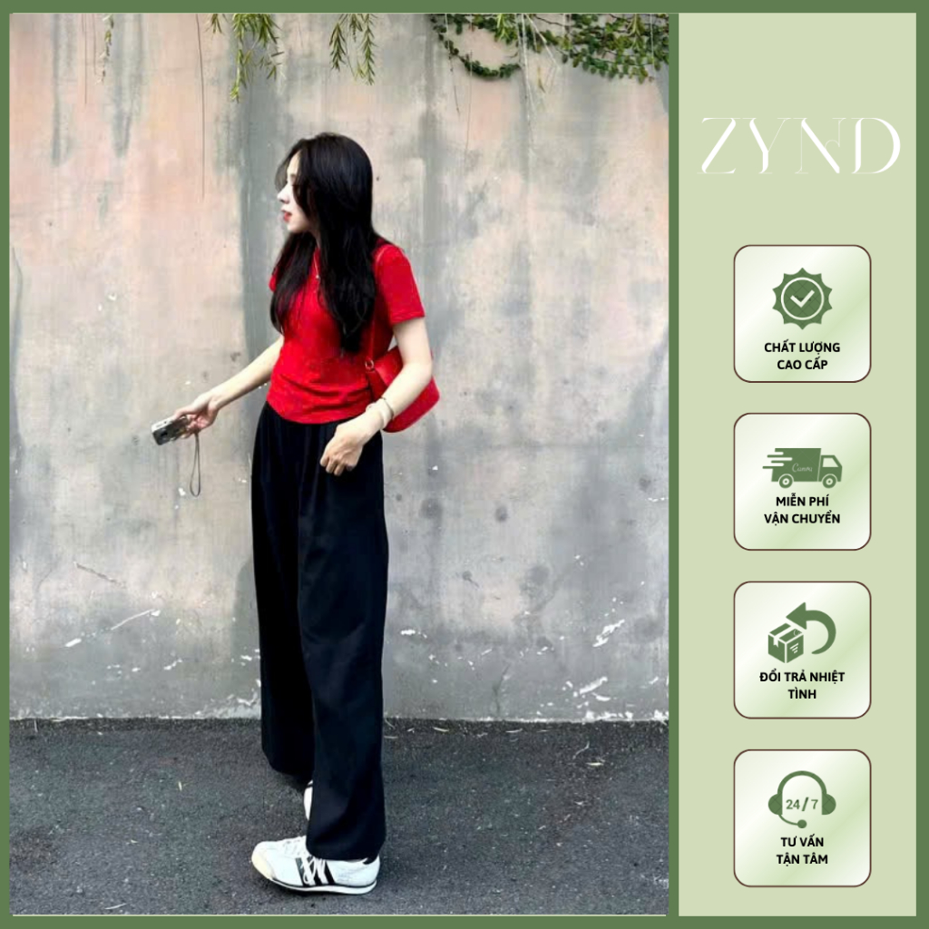 QUẦN KAKI ỐNG RỘNG ZYND - Quần vải suông form rộng cạp cao cài cúc basic dễ mặc - AT-M886
