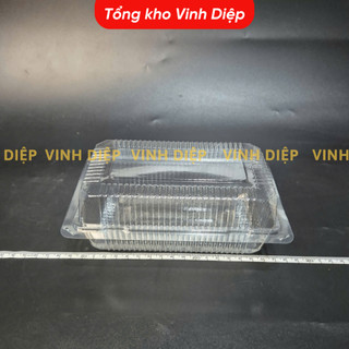 .Combo 100 hộp nhựa H04 dùng 1 lần đựng bánh bông lan cuộn, hoa quả, đồ ăn