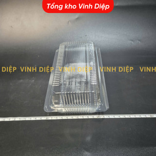 .Combo 100 hộp nhựa H04 dùng 1 lần đựng bánh bông lan cuộn, hoa quả, đồ ăn