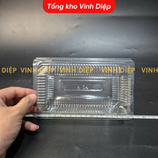 .Combo 100 hộp nhựa H04 dùng 1 lần đựng bánh bông lan cuộn, hoa quả, đồ ăn