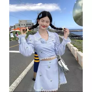 𓆡⋆.˚ 𓇼 SET ÁO VIỀN REN + CHÂN VÁY SỌC XANH DƯƠNG THÊU HOA ( HÃY IB NHẬN ẢNH SÀN TRC KHI ĐẶT ) 🔥𝐇𝐨𝐚̉ 𝐓𝐨̂́𝐜🔥 𝐌𝐄𝐎𝐈𝐍𝐃𝐀𝐇𝐎𝐔𝐒𝐄