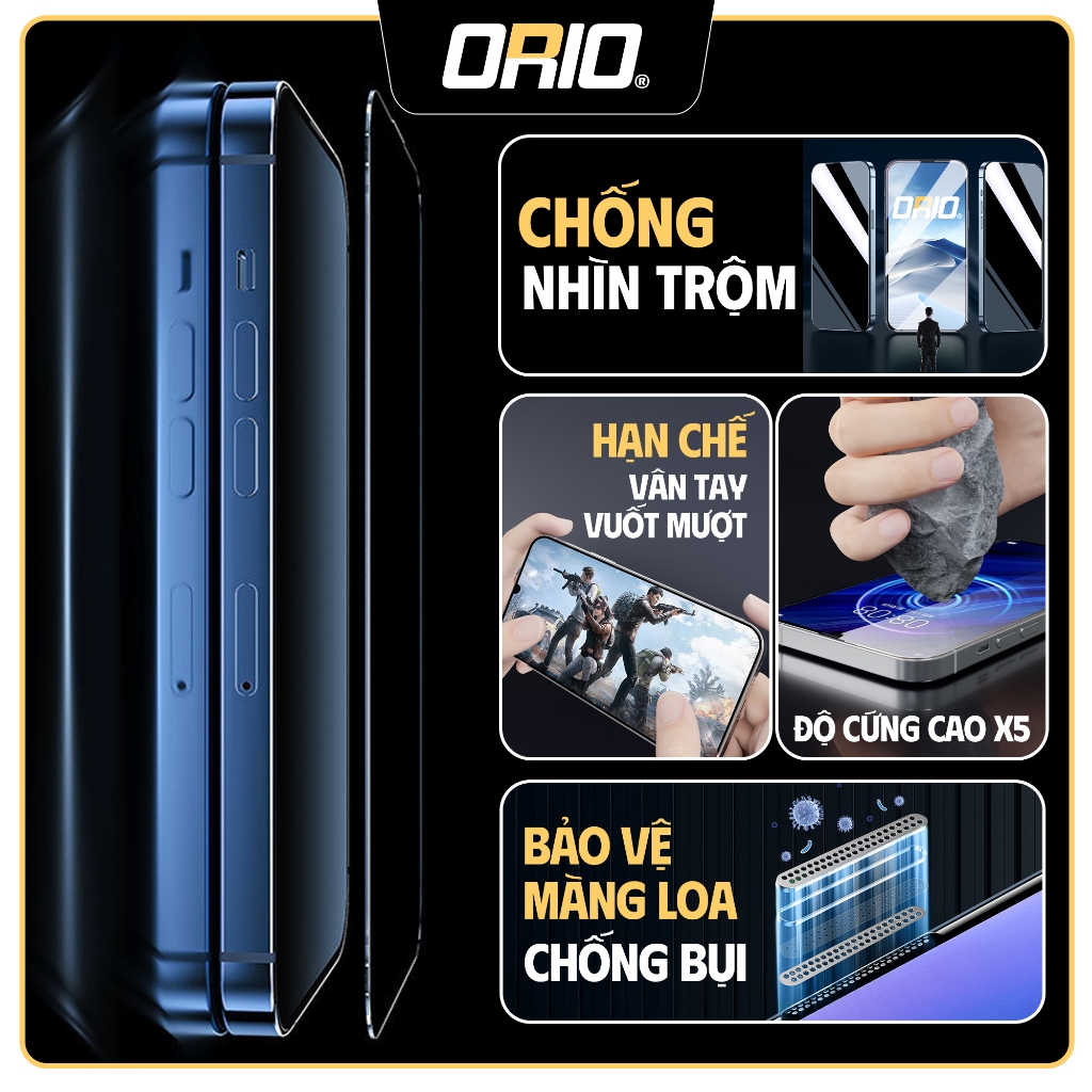 Kính Cường Lực iPhone Chống Nhìn Trộm + Hạn Chế Vân Tay ORIO WP79 ,Chống Va Đập Bảo Vệ Tối ưu
