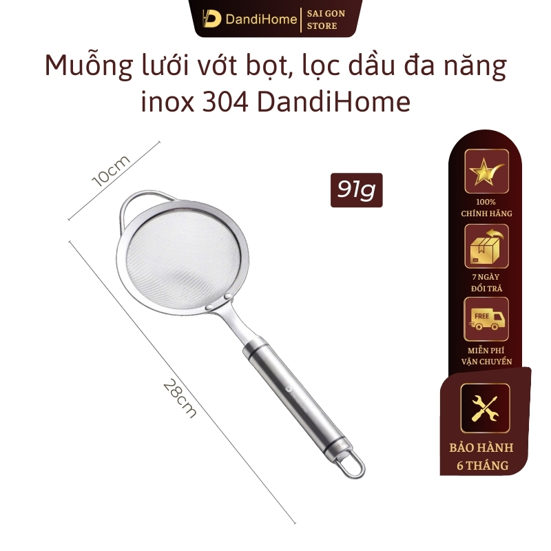 Vá lưới inox 304, muôi/muỗng vớt bọt, lọc cặn cho dầu ăn đa năng ...