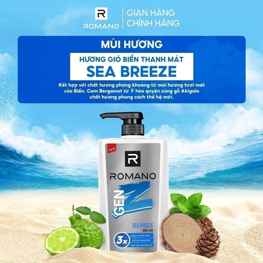 Combo Sáp ngăn mùi cho nam Romano 50g + Dầu gội GenZ 610g - live MCN
