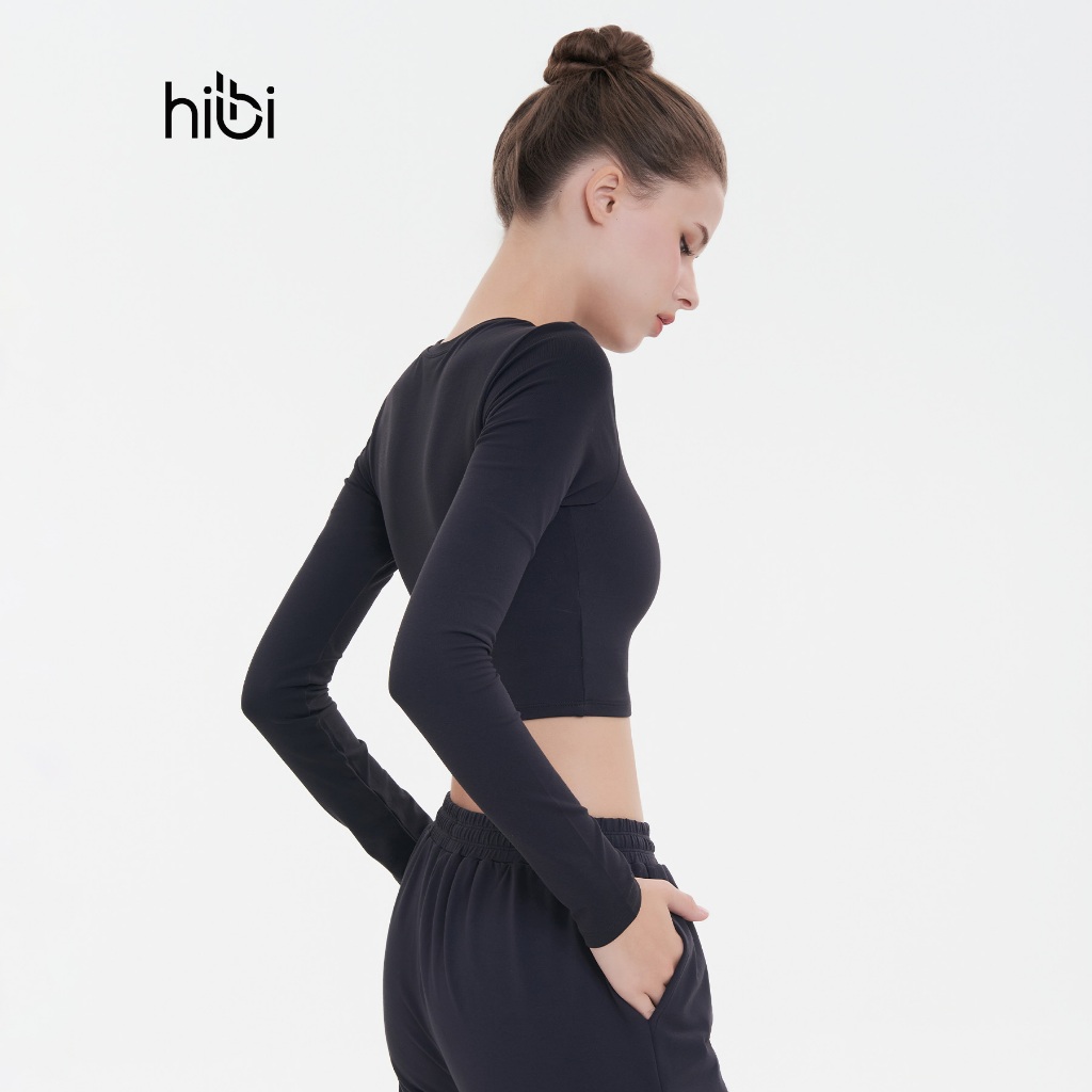 Ảnh Áo Tập Yoga Gym Hibi Sports CR832 Kiểu Tay Dài Cổ Tròn, Kèm Mút Ngực 2