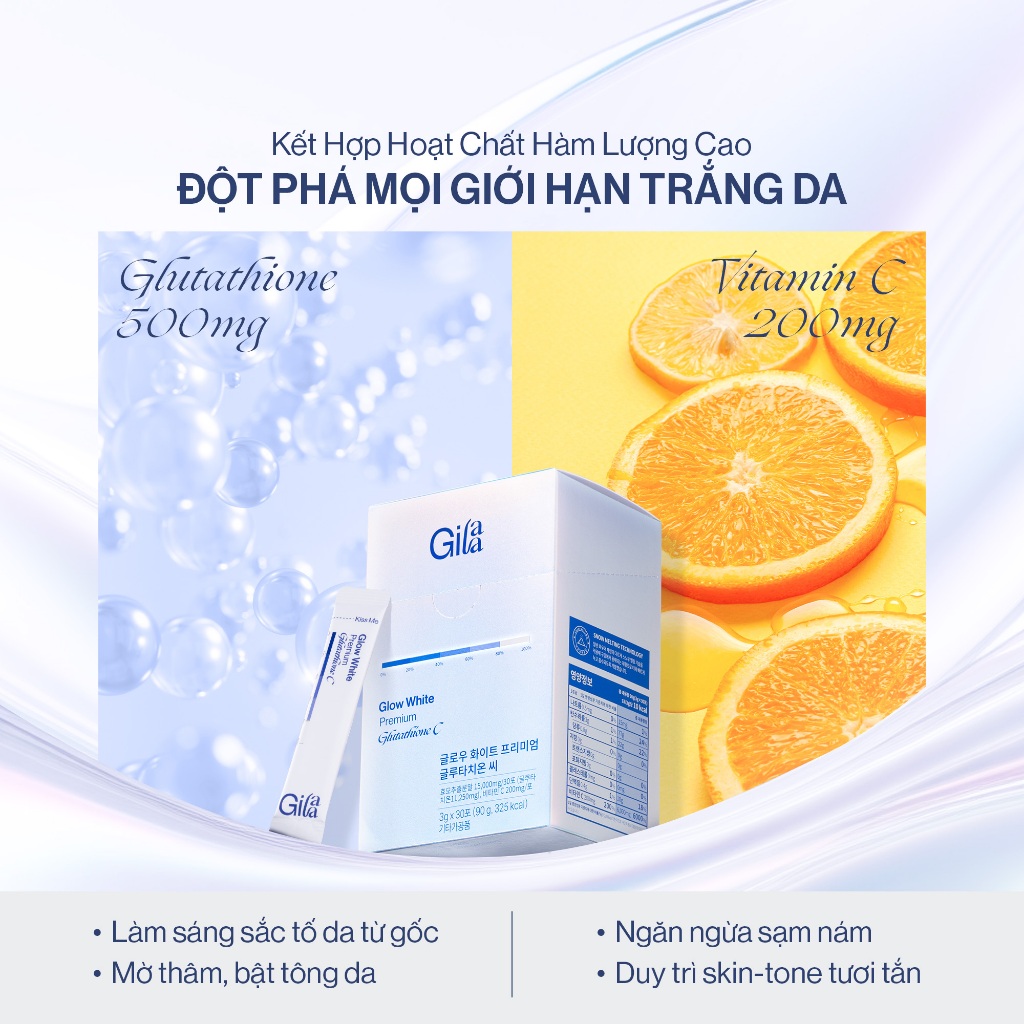 Ảnh Bột Ngậm Trắng Da Toàn Thân Glutathione C GILAA (3g x30 gói) 4