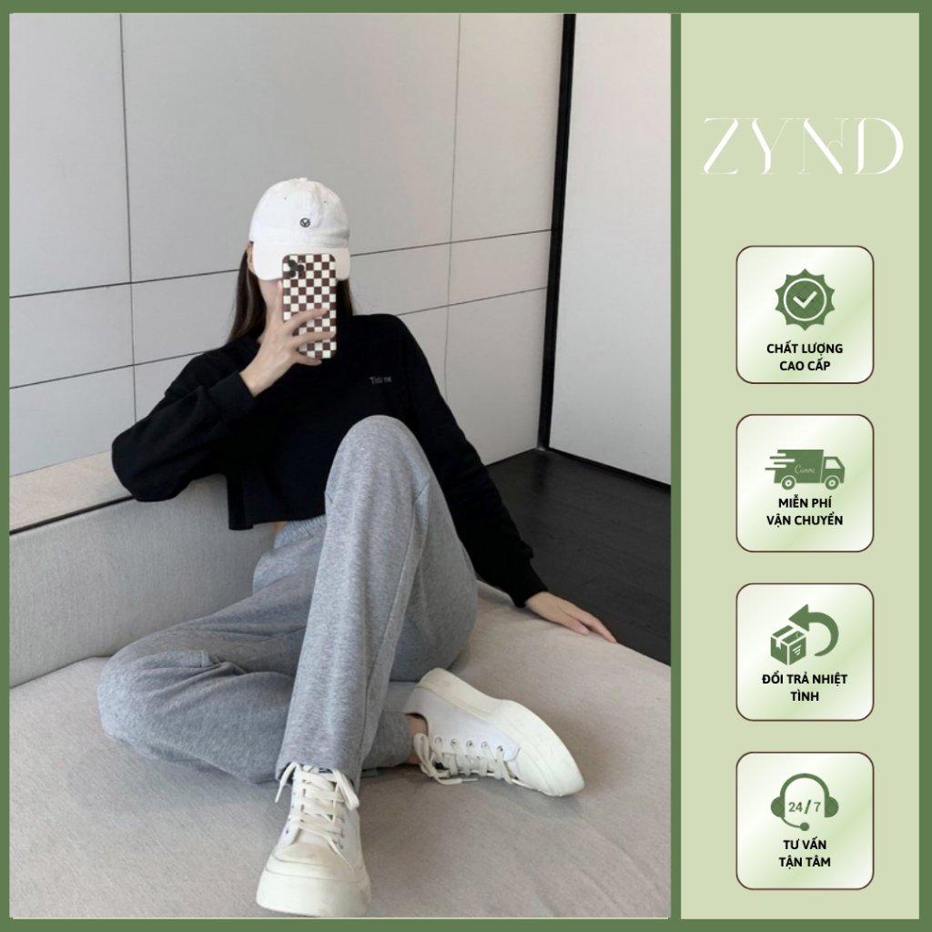 Quần suông nữ ống rộng cạp bo chun, hack eo siu nhỏ, quần suông nỉ da cá AT-M047_ ZynD Clothing