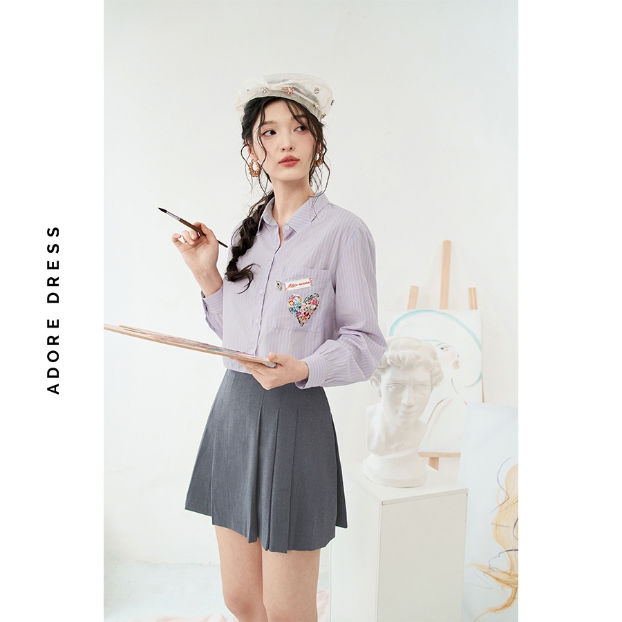 Ảnh 511SH1015-  Sơ mi thô sọc hồng thêu đính túi ADORE DRESS 2