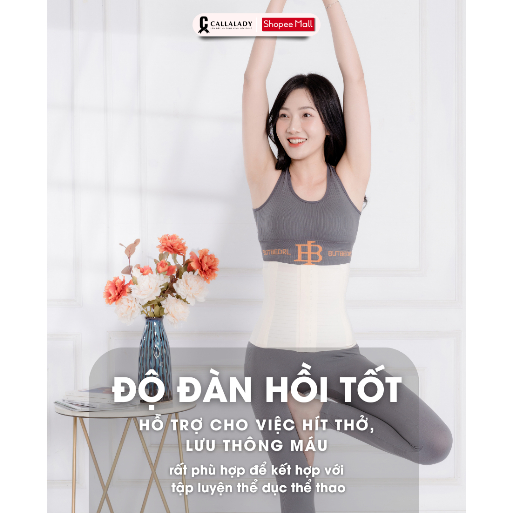 Đai nịt bụng siết bụng dưới định hình eo Callalady latex chính hãng giảm mỡ chống cuộn chất đúc su mềm mại dds