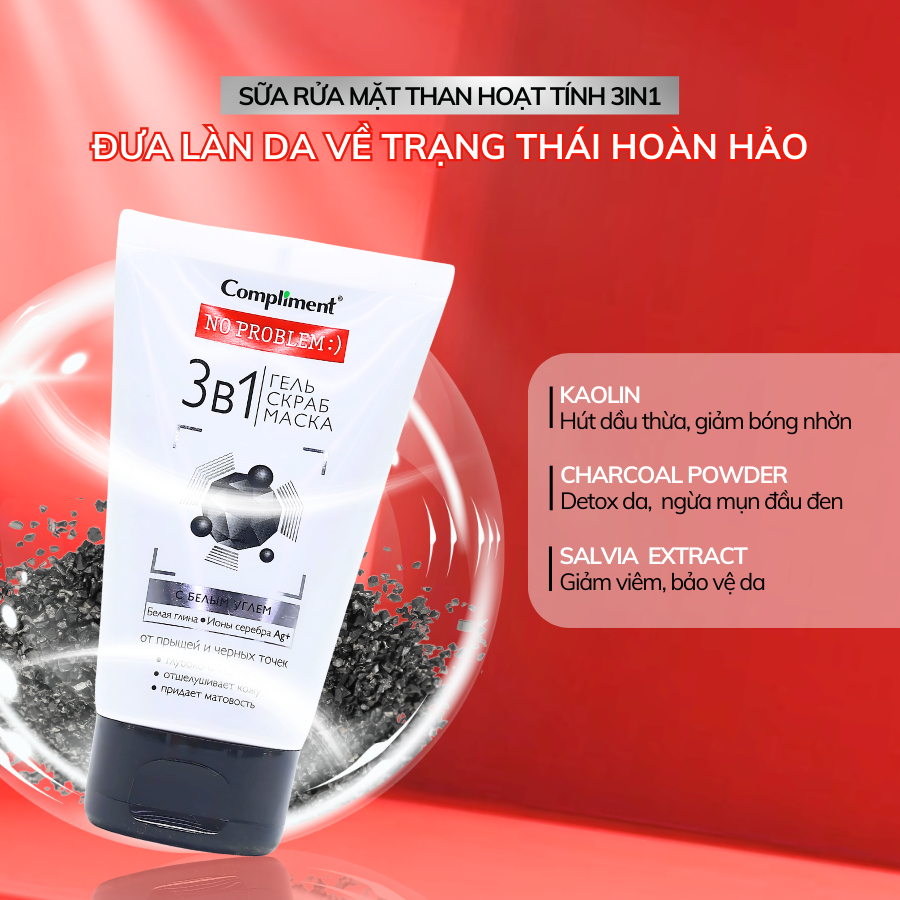 Ảnh Sữa Rửa Mặt Compliment No Problem Giúp Giảm Mụn Cho Da Nhạy Cảm 200ml 3