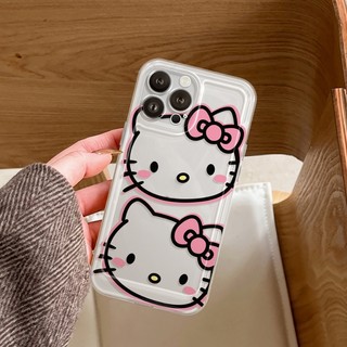 Ốp Lưng iPhone Hello Cat Viền Thẳng Chống Sốc Trong Suốt Bảo Vệ Camera - iP 7/8/X/XS/11/12/13/14/15/16/17/Plus/Pro/Max