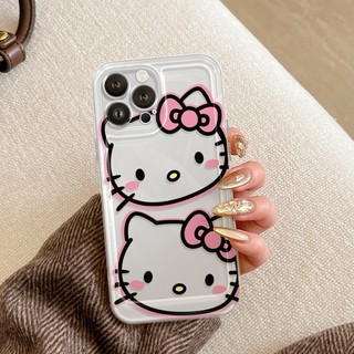 Ốp Lưng iPhone Hello Cat Viền Thẳng Chống Sốc Trong Suốt Bảo Vệ Camera - iP 7/8/X/XS/11/12/13/14/15/16/17/Plus/Pro/Max
