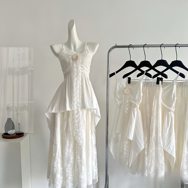 Set Áo 2 Dây Nơ Ngực Phối Chân Váy Maxi Dài Xoè, Set Đồ Nữ Đi Biển, Đi Chơi Du Lịch 2s Sang Chảnh Nữ Tính Cho Nàng- MP