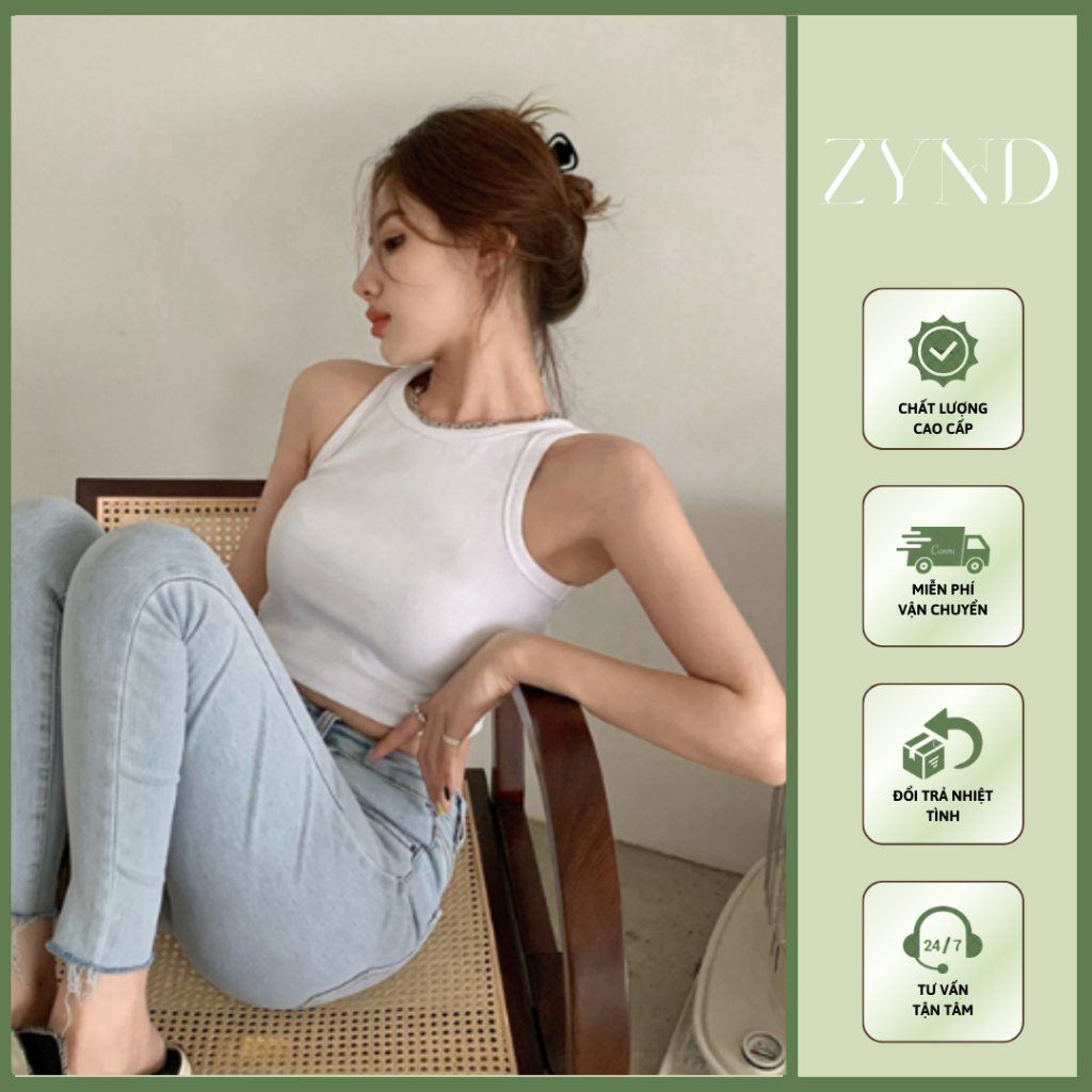Áo croptop ba lỗ nữ áo thun sát nách không tay ôm body cotton co giãn tank top_ ZynD Clothing