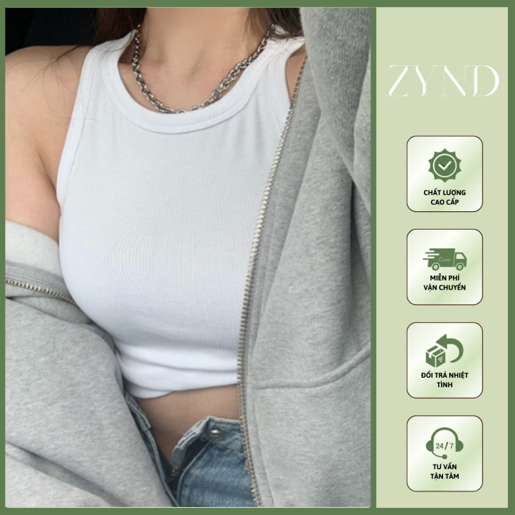 Áo croptop ba lỗ nữ áo thun sát nách không tay ôm body cotton co giãn tank top_ ZynD Clothing