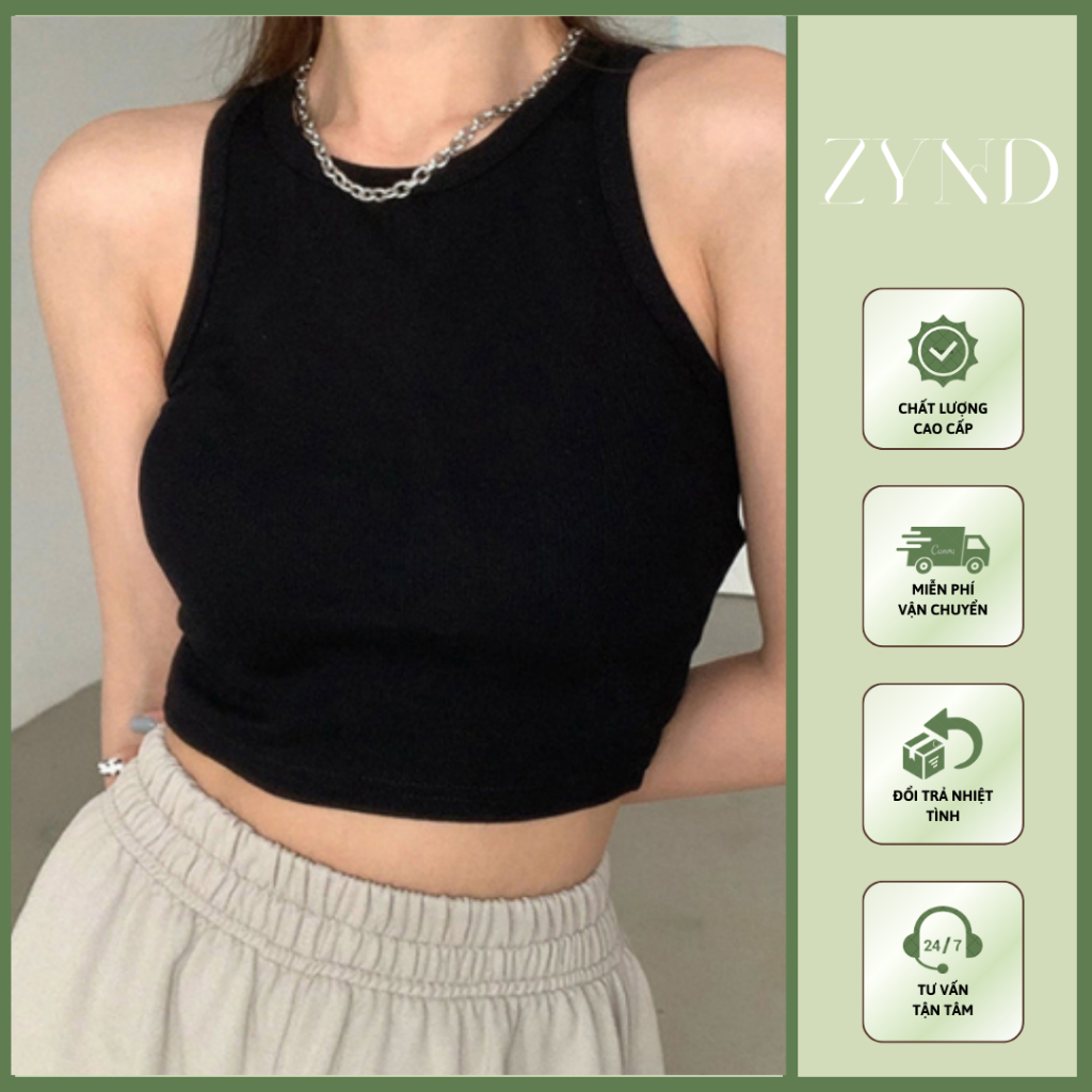 Áo croptop ba lỗ nữ áo thun sát nách không tay ôm body cotton co giãn tank top_ ZynD Clothing