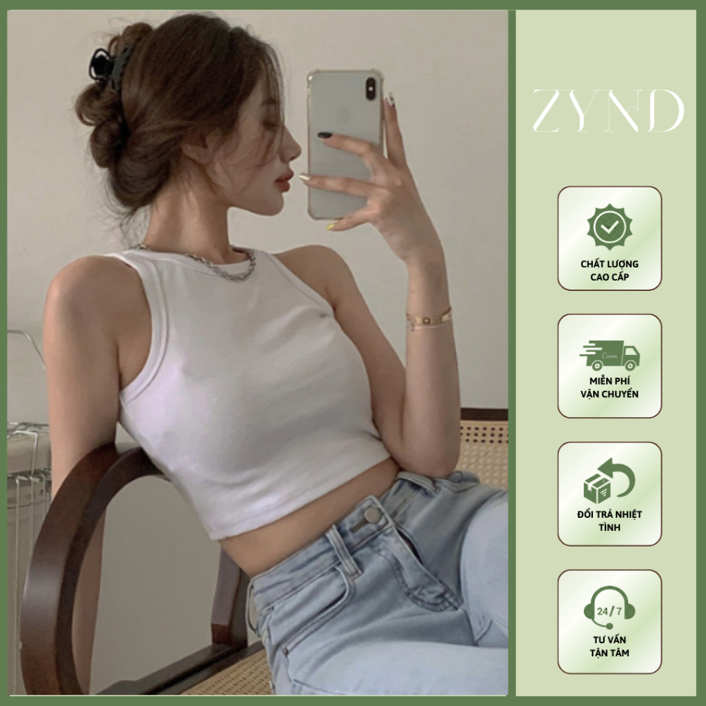 Áo croptop ba lỗ nữ áo thun sát nách không tay ôm body cotton co giãn tank top_ ZynD Clothing
