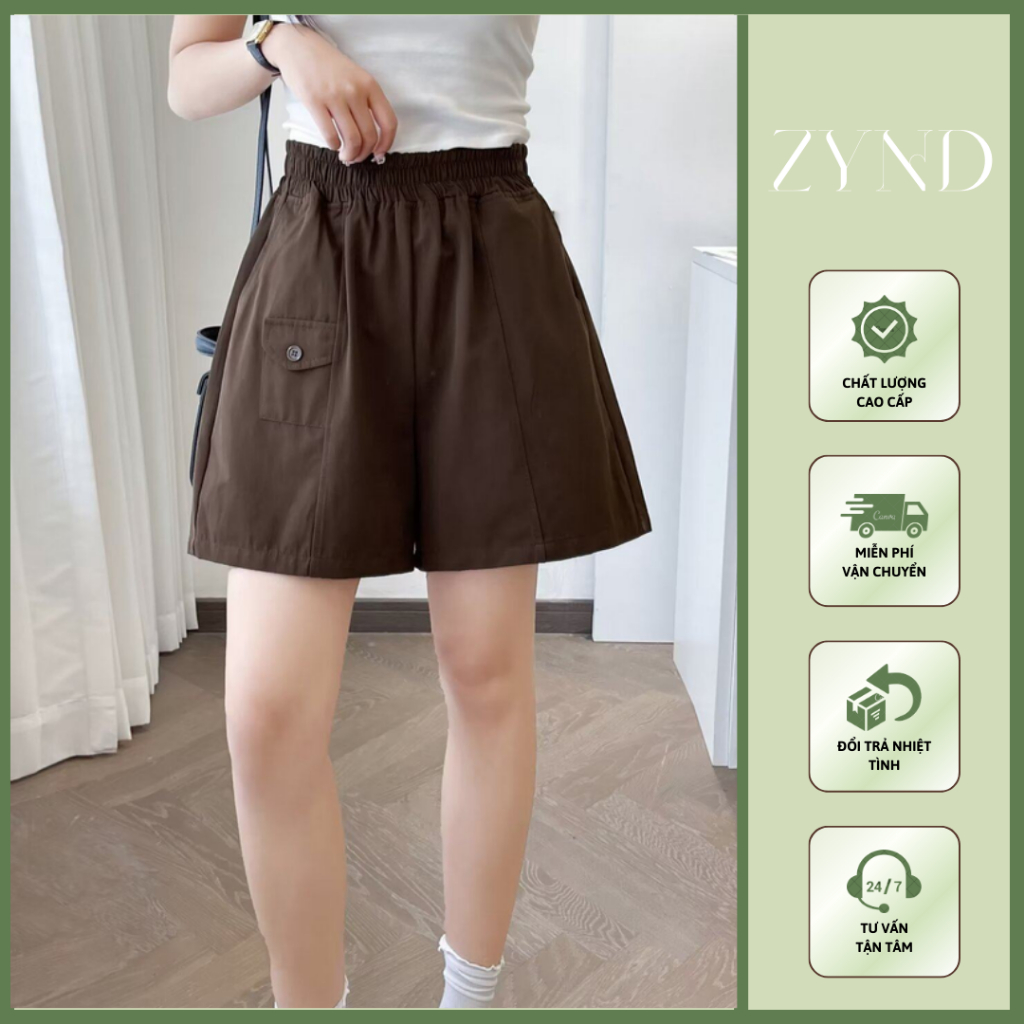 Quần short nữ vải kaki cao cấp túi hộp nhỏ cạp chun co giãn đa năng AT-M013_ ZynD Clothing
