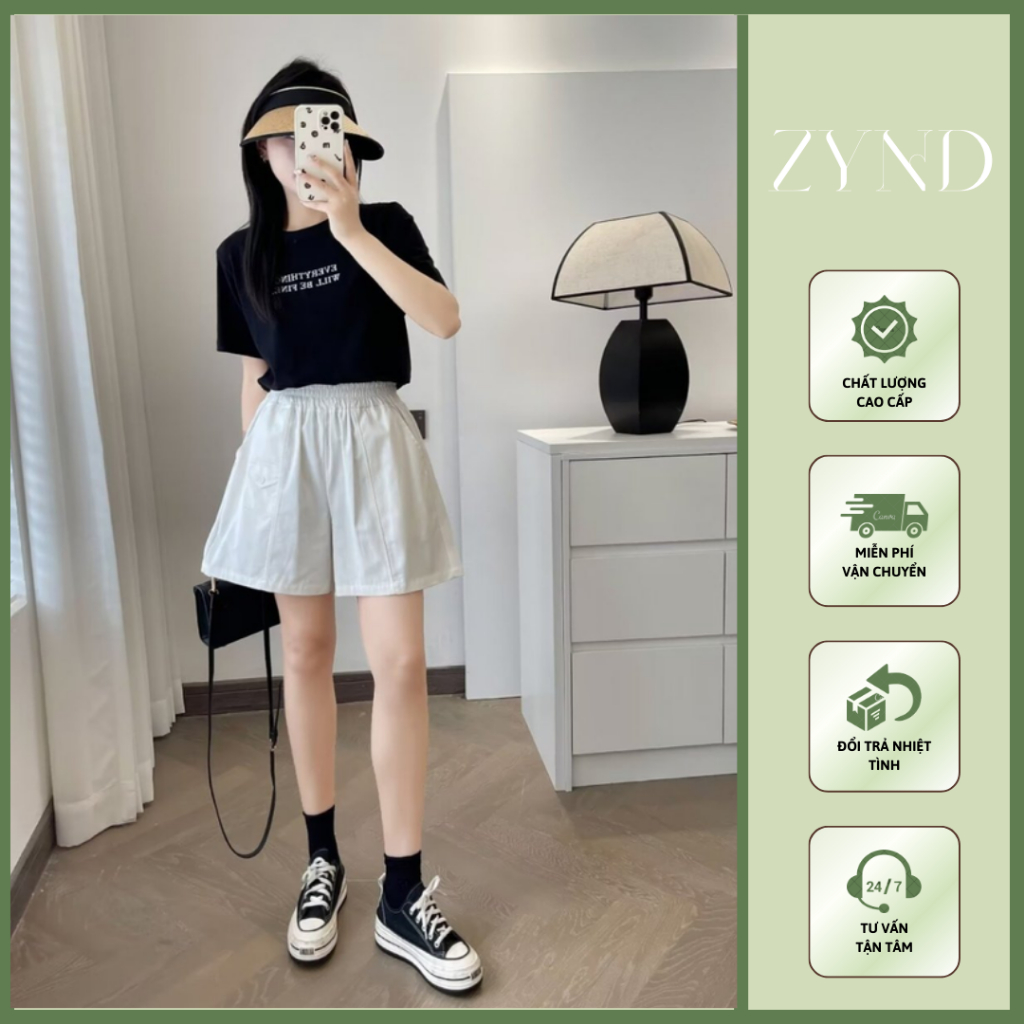 Quần short nữ vải kaki cao cấp túi hộp nhỏ cạp chun co giãn đa năng AT-M013_ ZynD Clothing