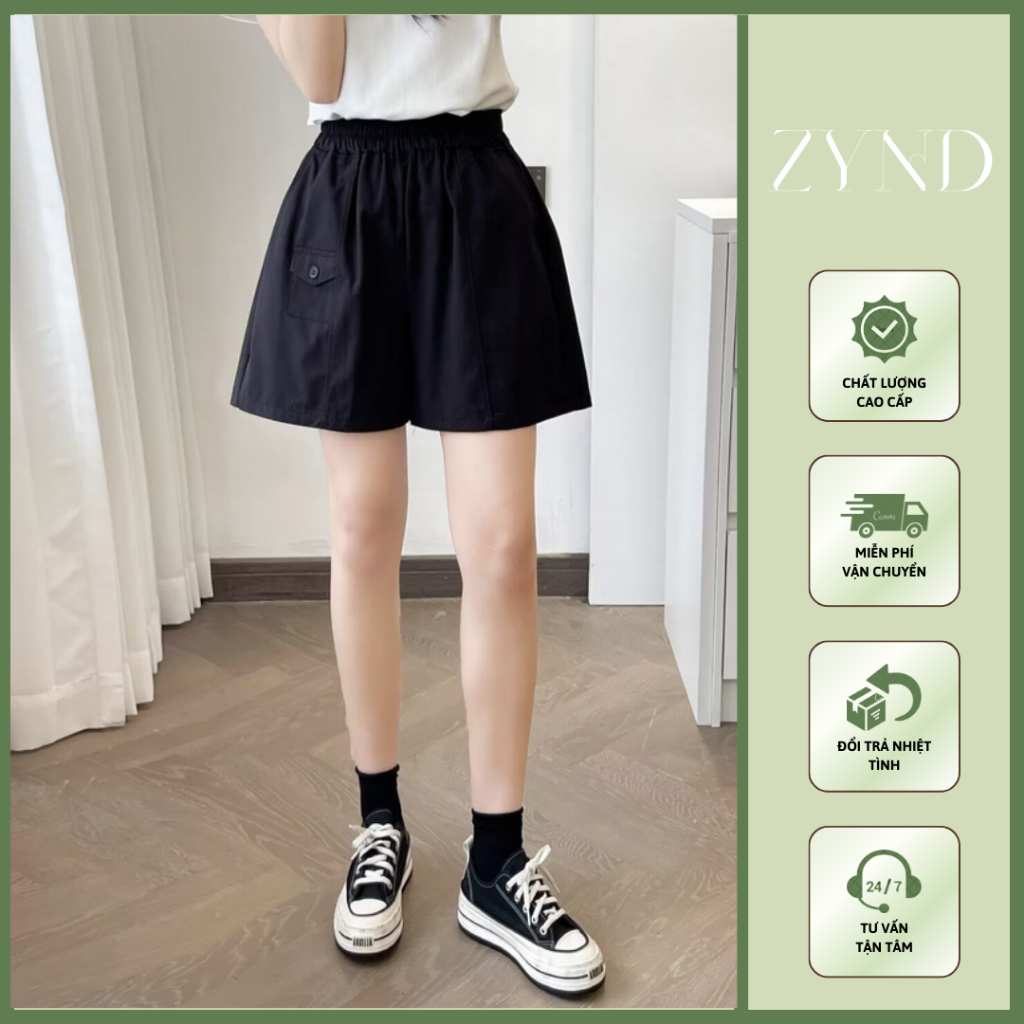 Quần short nữ vải kaki cao cấp túi hộp nhỏ cạp chun co giãn đa năng AT-M013_ ZynD Clothing