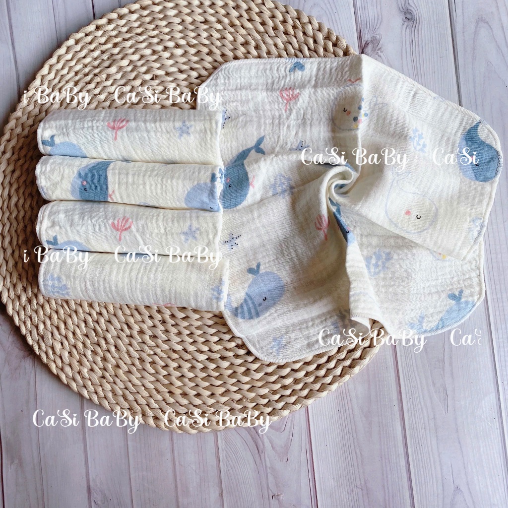 Set 10 khăn sữa cho bé 2lớp siêu thấm hút, mềm mại dành cho sơ sinh (size 27x27cm) CaSi BaBy
