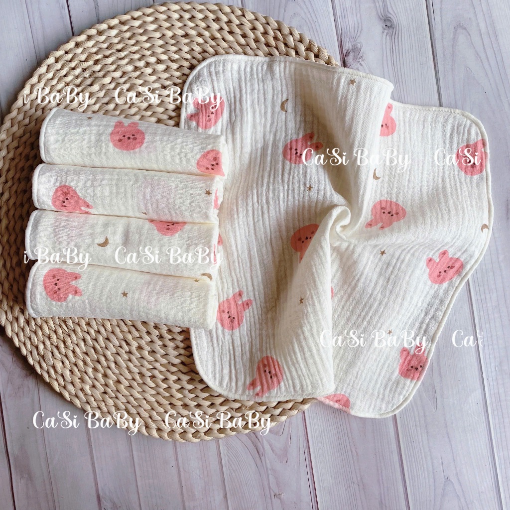 Set 10 khăn sữa cho bé 2lớp siêu thấm hút, mềm mại dành cho sơ sinh (size 27x27cm) CaSi BaBy