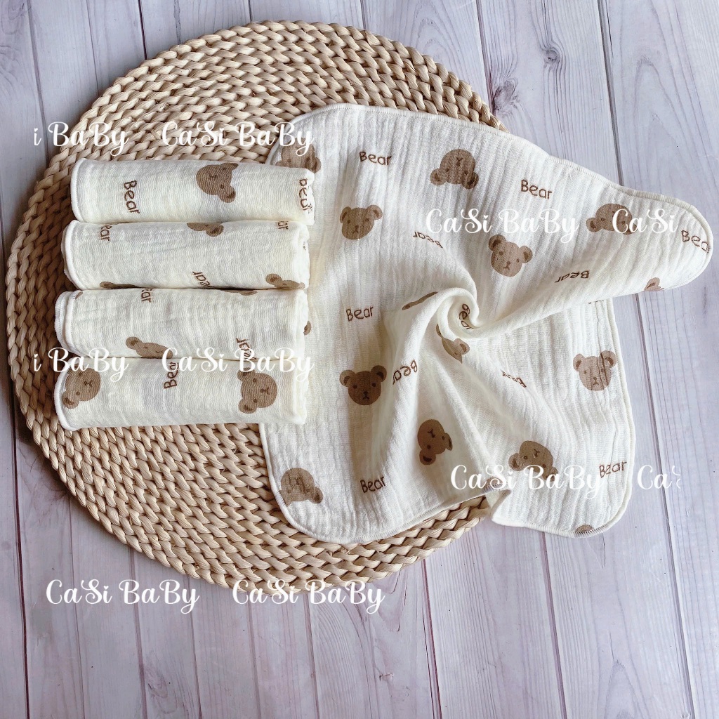 Set 10 khăn sữa cho bé 2lớp siêu thấm hút, mềm mại dành cho sơ sinh (size 27x27cm) CaSi BaBy