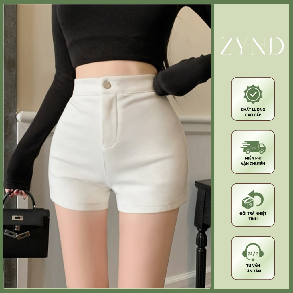 Quần short nữ cạp cao có khuy, quần đùi lưng cao chất liệu umi mềm mịn AT-M628_ ZynD Clothing
