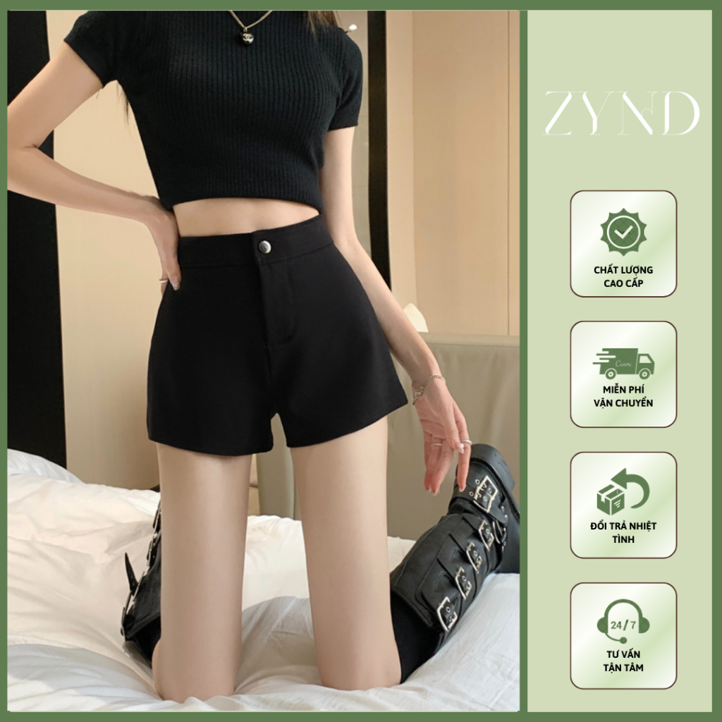 Quần short nữ cạp cao có khuy, quần đùi lưng cao chất liệu umi mềm mịn AT-M628_ ZynD Clothing